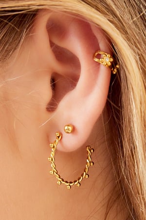 Boucle d'oreille Boule Tordue Argenté Acier inoxydable h5 Image3